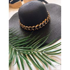 QUINN női kalap arany lánccal, fekete