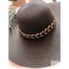 QUINN női kalap arany lánccal, fekete