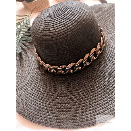 QUINN női kalap arany lánccal, fekete